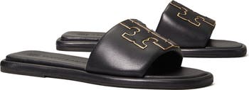 Double-T Leather Sport Slide Sandal