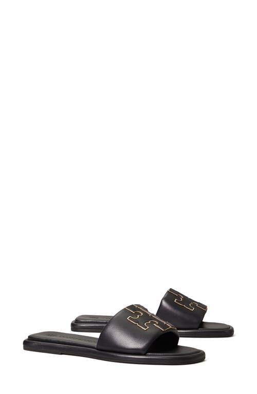 Tory Burch Double-t Leather Sport Slide Sandal In Multi