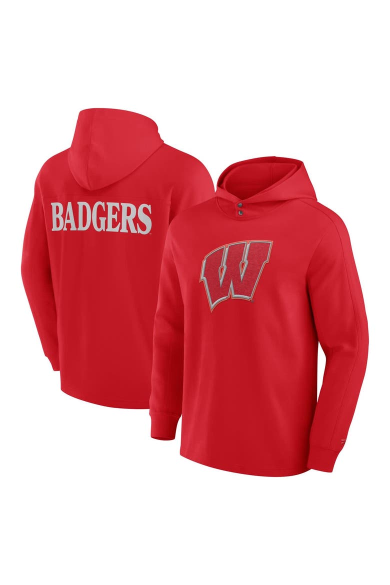 Men's Fanatics Red Wisconsin Badgers Blaze Tri-Blend Pullover Hoodie, Main, color, Red