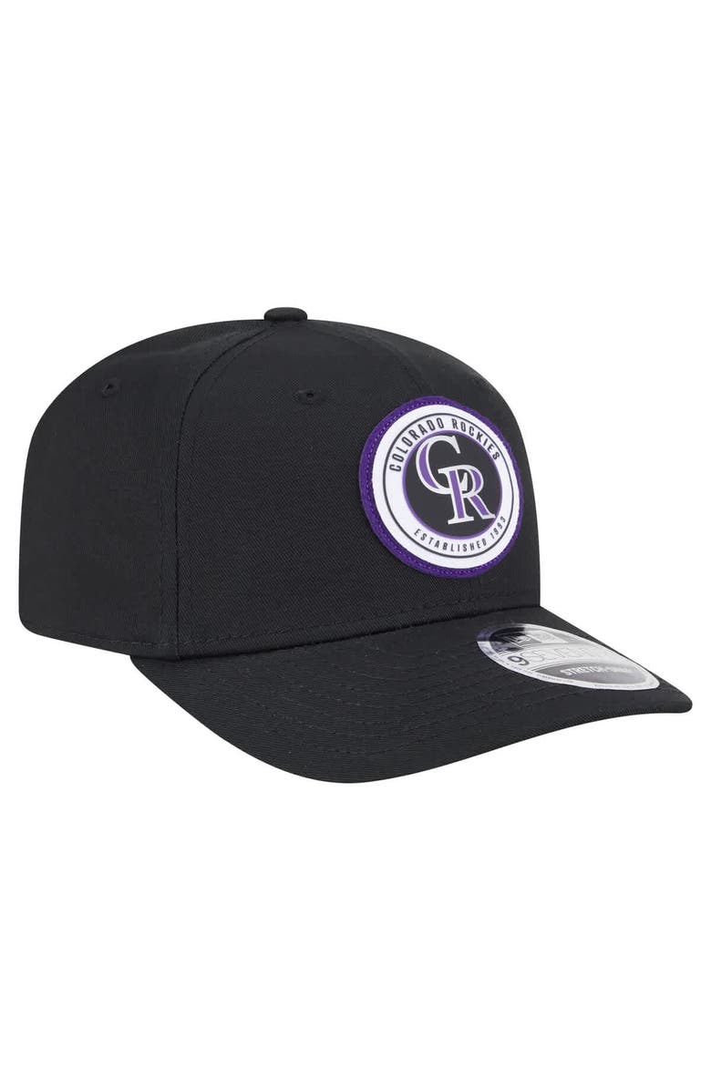 New Era Men's New Era Black Colorado Rockies Circle Patch 9SEVENTY Stretch-Snap Hat, Alternate, color, Black