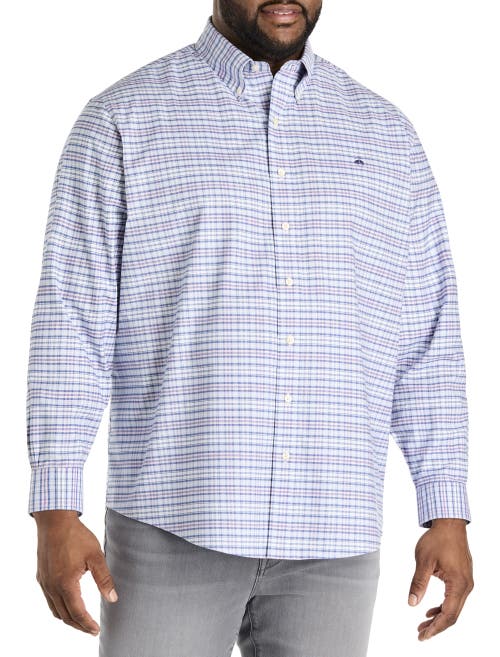 Brooks Brothers Big & Tall Non-iron Plaid Oxford Sport Shirt In Pink Blue