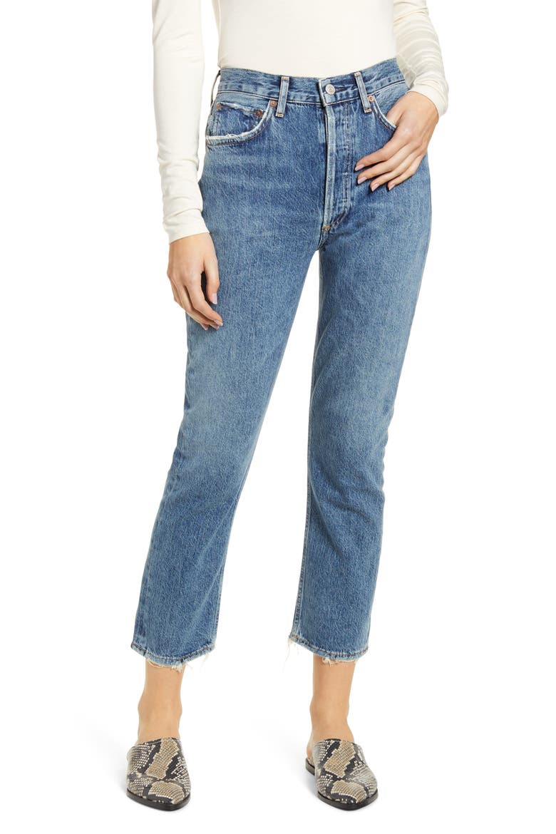 Riley High Waist Crop Straight Leg Jeans, Main, color, FREQUENCY