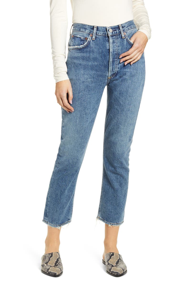 AGOLDE Riley High Waist Crop Straight Leg Jeans, Main, color,
