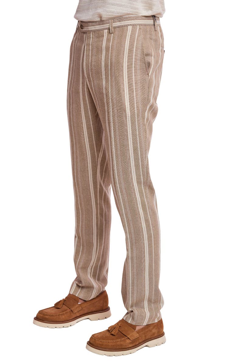 PAISLEY & GRAY Downing Slim Flat Front Stripe Linen Blend Dress Pants, Alternate, color, 