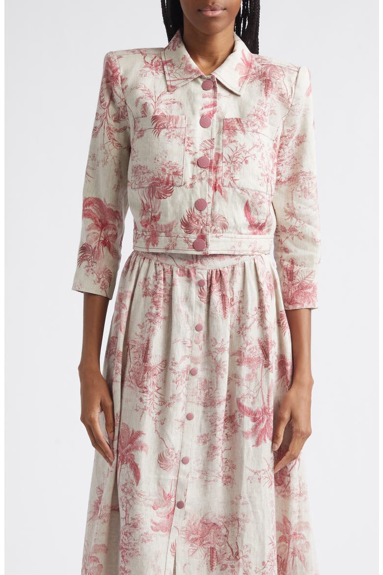 Eda Jungle Toile Linen Jacket, Main, color, TAN MLTI TEXTURED JUNGLE TOILE