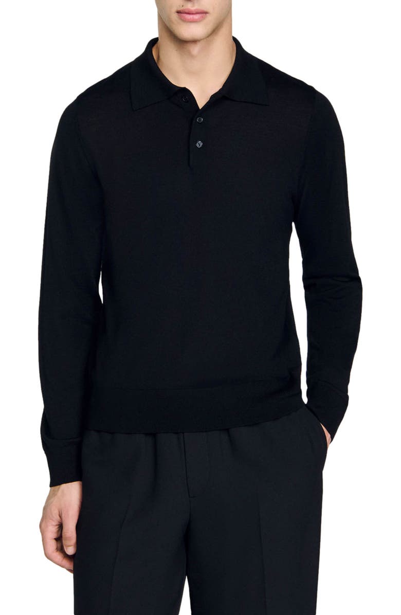 SANDRO Fine knit polo shirt, Main, color, 