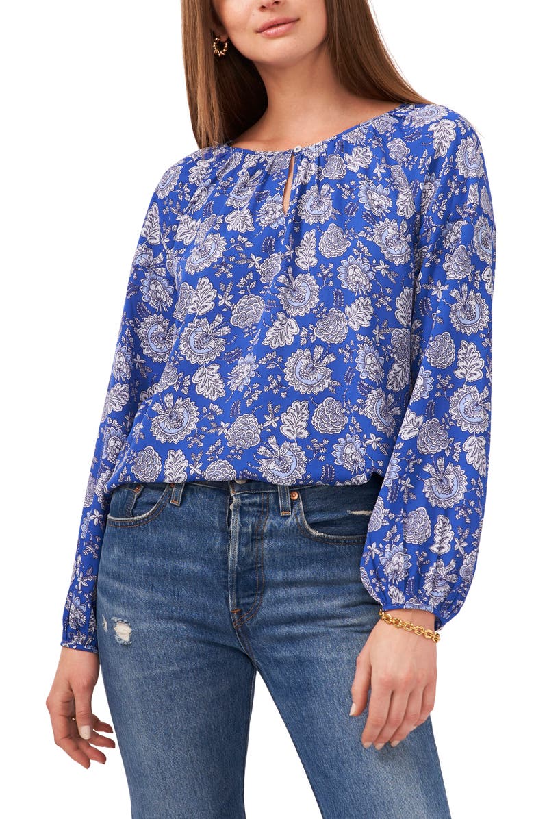 Vince Camuto Keyhole Long Sleeve Blouse, Main, color,