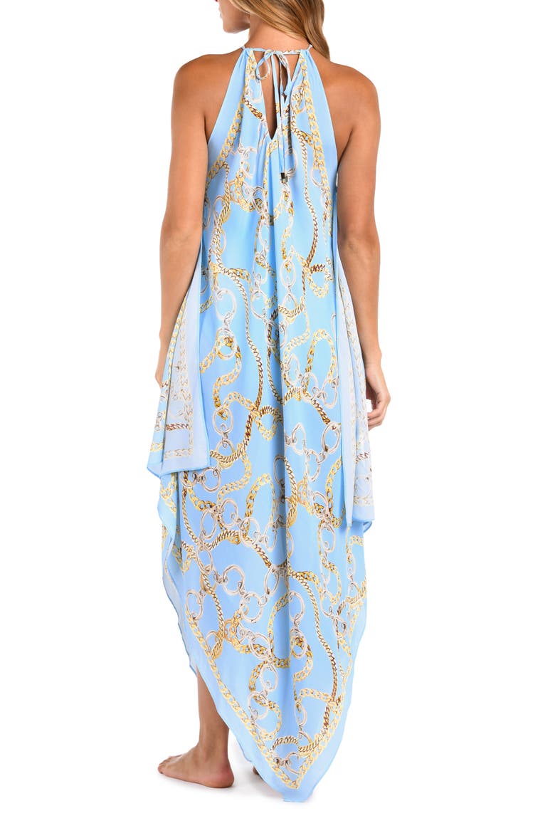 Elise Chain Print Halter Cover-Up Dress, Alternate, color, SKY
