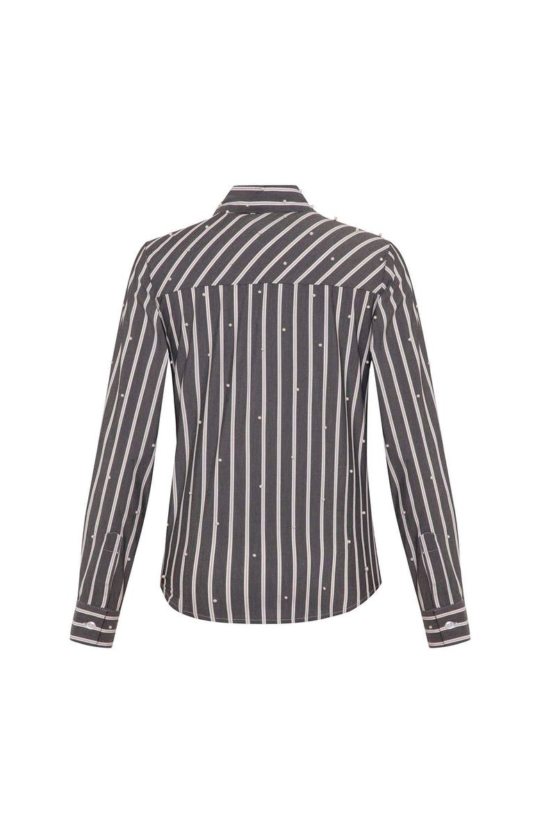 THEO The Label Echo Mix Stripe Pearly Shirt, Alternate, color, Charcoal/Pearl