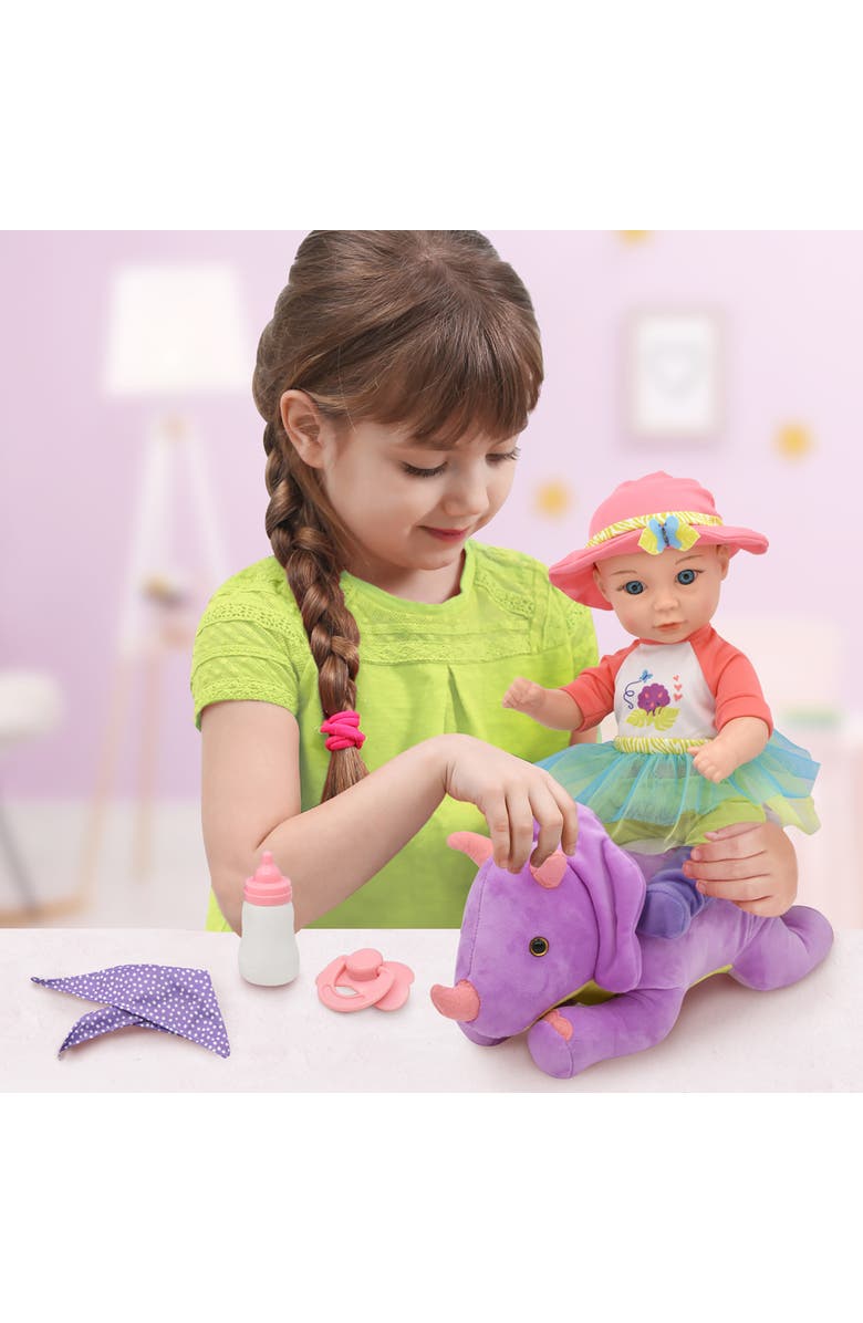 Little Darlings Hop On Baby & Plush Dino 15", Alternate, color, Multicolored