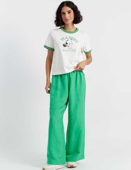 Chinti & Parker Cream Cotton Snoopy Racquet Club T-shirt In Cream