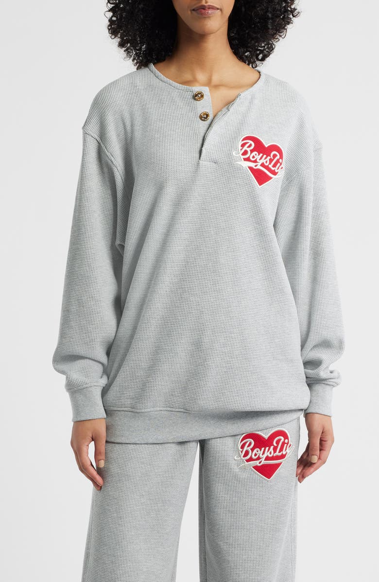 BOYS LIE Signature Thermal Crewneck Sweatshirt, Main, color, Light Heather Grey