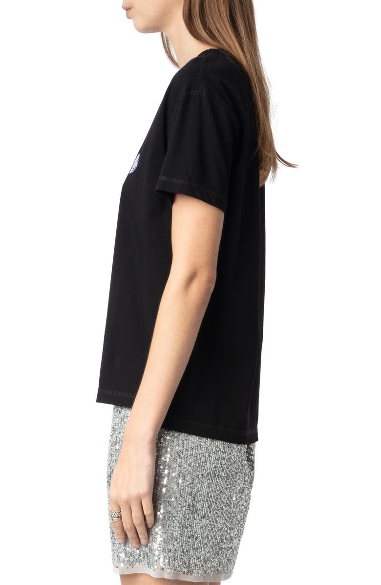 Zadig & Voltaire Marta Heart Zadig Embroidered Cotton T-Shirt, Alternate, color, 