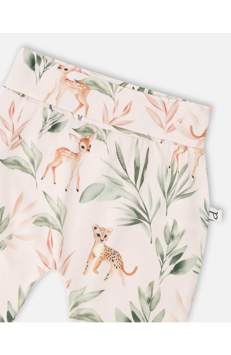 Deux par Deux Organic Cotton Jersey Evolutive Deer Printed Pants, Alternate, color, Peach Deer Print