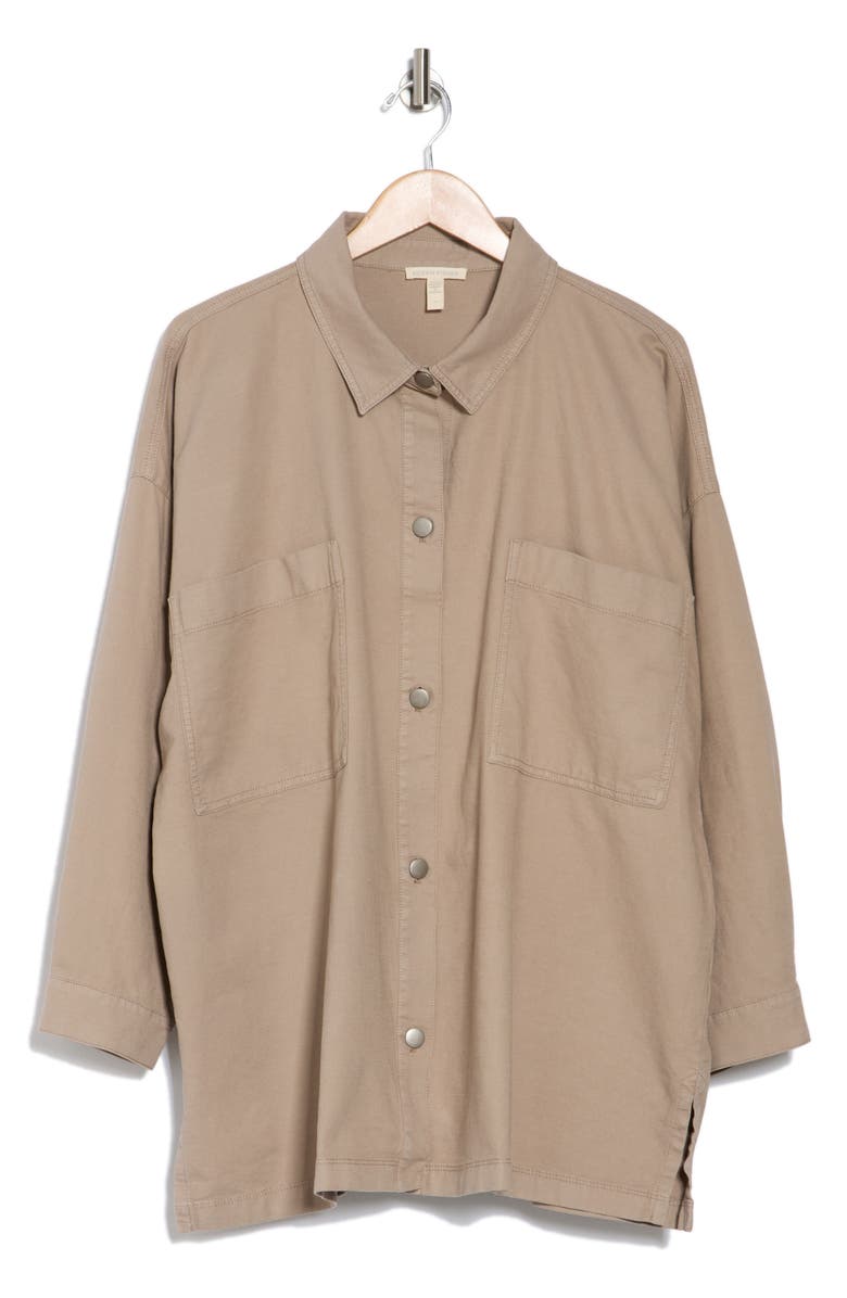 Eileen Fisher Boxy Stretch Organic Cotton & Hemp Shirt Jacket, Alternate, color, Briar