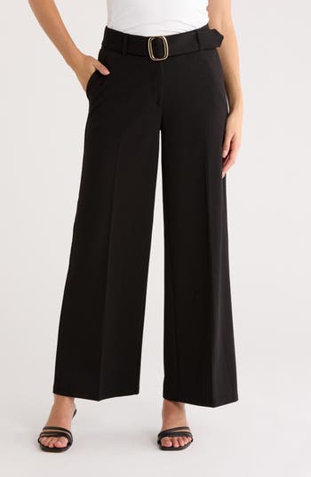 T Tahari Scuba Crepe Wide Leg Pants In Black