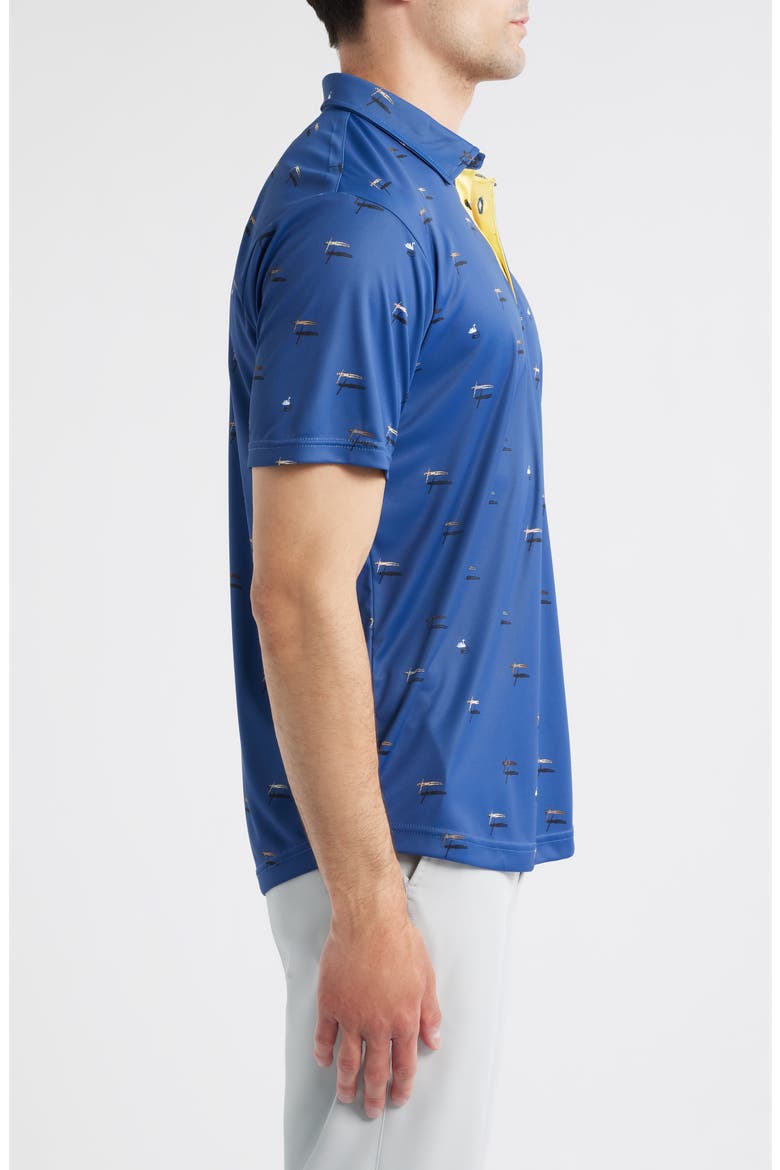 Pier Swimmer Print Performance Golf Polo, Alternate, color, NAVY
