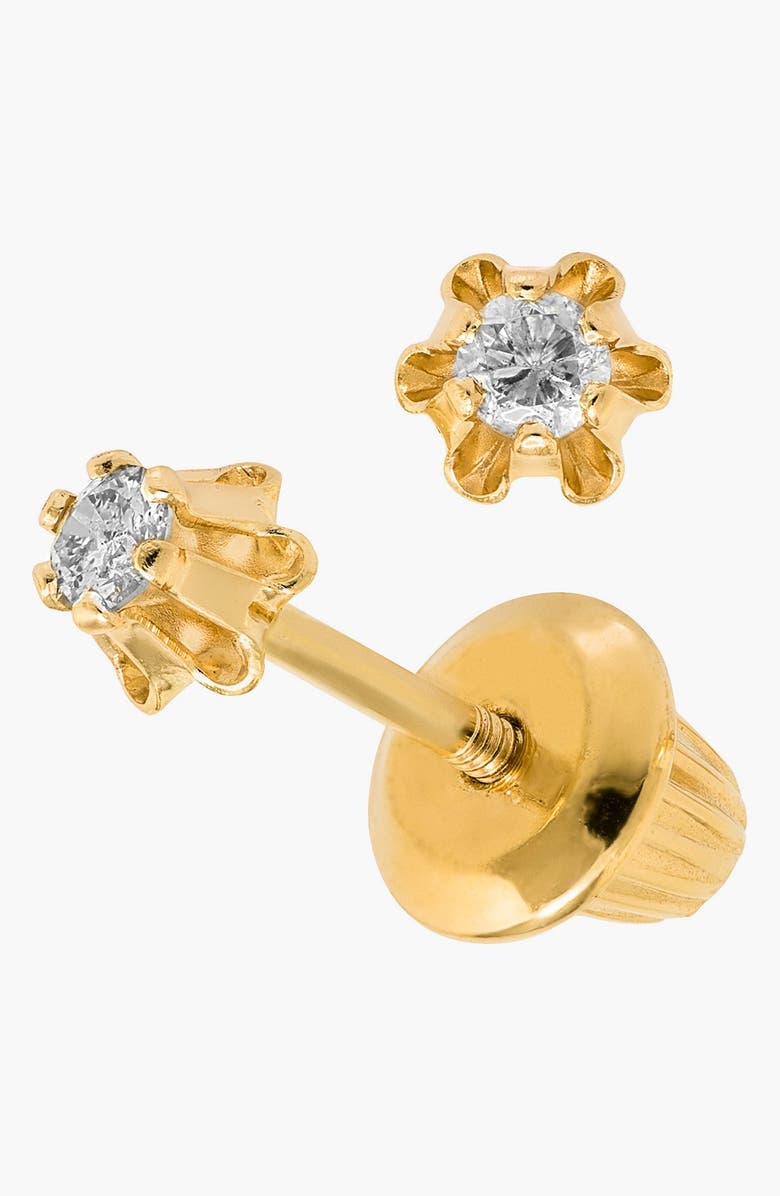 Mignonette 14k Gold & Diamond Earrings, Main, color, Gold