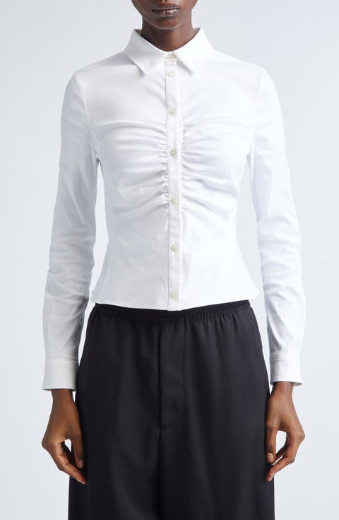 Ruched Button-Up Shirt