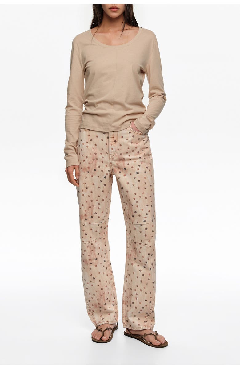 Bimba y Lola BARREL - Dots Denim Trousers, Main, color, Watercolor Dots
