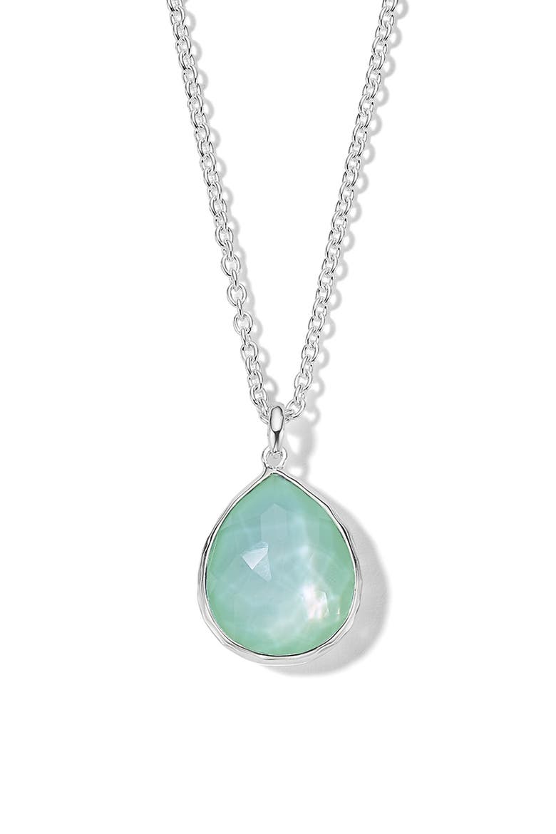 Wonderland Large Rock Crystal & Mother-of-Pearl Teardrop Pendant Necklace, Main, color, SILVER