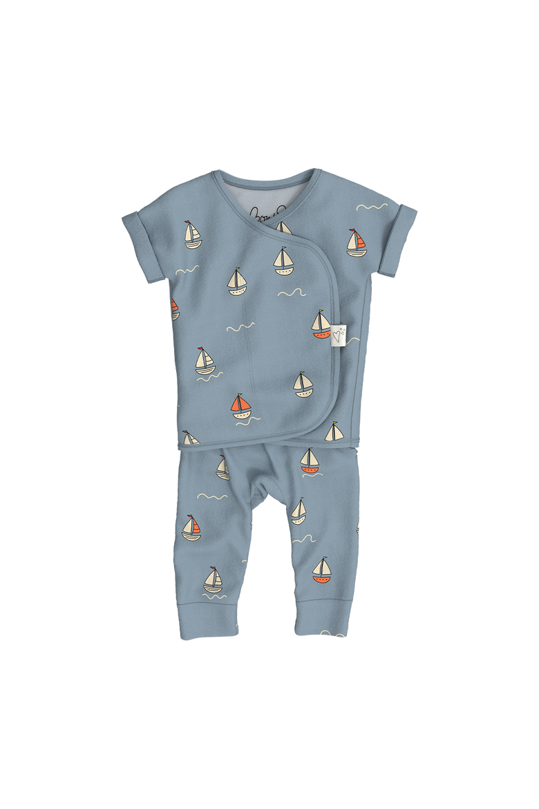 Footless Short Sleeve - Ahoy Baby, Main, color, Blue