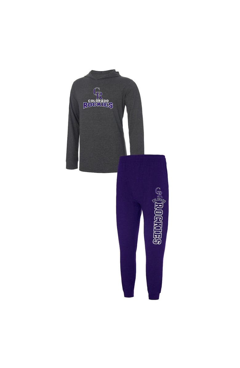 CONCEPTS SPORT Men's Concepts Sport Heather Purple/Heather Charcoal Colorado Rockies Meter Hoodie & Joggers Set, Main, color, Purple