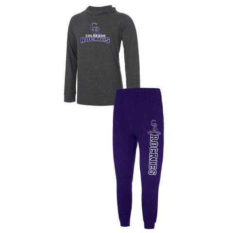 Men's Concepts Sport Heather Purple/Heather Charcoal Colorado Rockies Meter Hoodie & Joggers Set