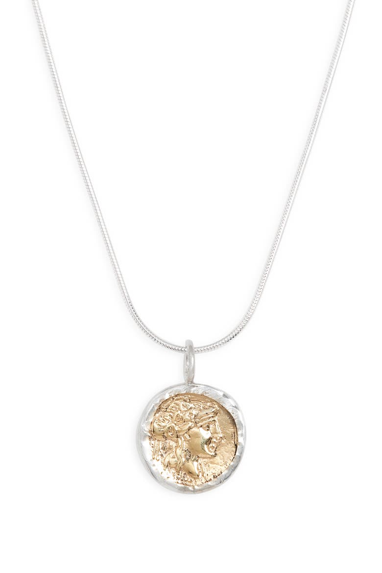 Circe Coin Pendant Necklace, Main, color, SILVER