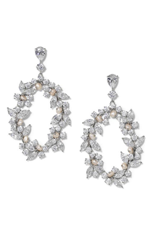 NADRI NADRI RAVISH LAUREL CUBIC ZIRCONIA & CULTURED PEARL DROP EARRINGS