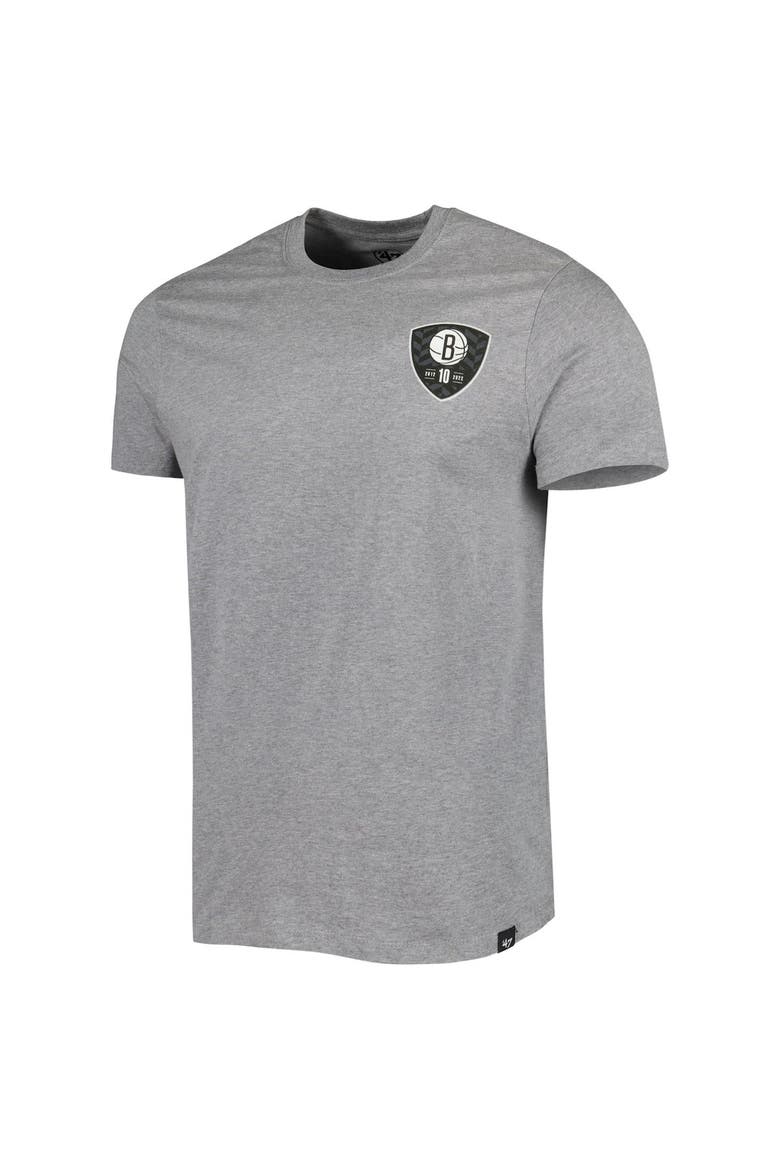 Men's '47 Heather Gray Brooklyn Nets 10th Anniversary Backer T-Shirt, Alternate, color, Heather Gray
