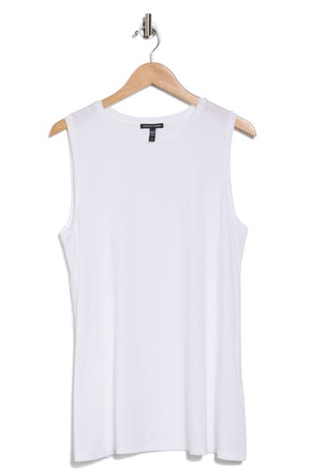 Eileen Fisher Crewneck Long Tank In White