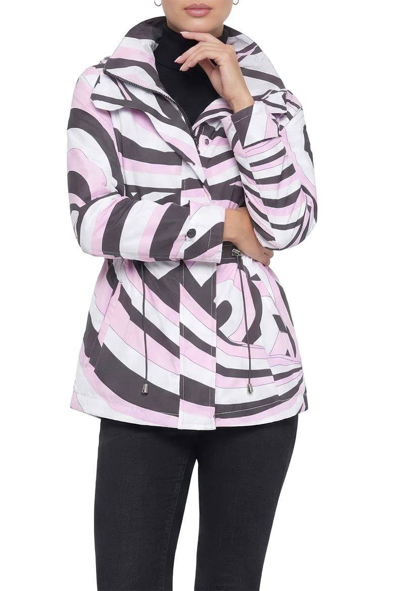 Lightweight Printed Jacket, Concealed Hood, Alternate, color, PINK SWIRL