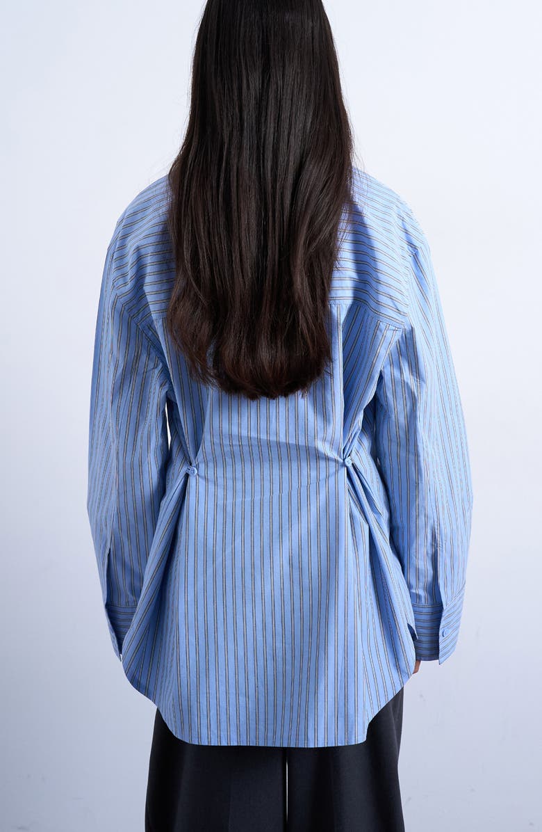 Topshop Darted Cuff Oversize Button-Up Shirt, Alternate, color, Medium Blue
