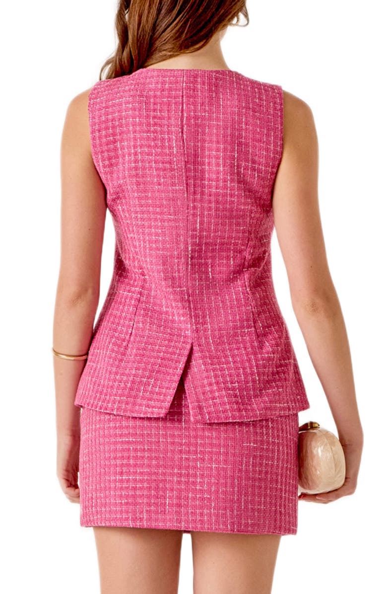 MARSY Tweed Button-Up Vest, Alternate, color, Pink