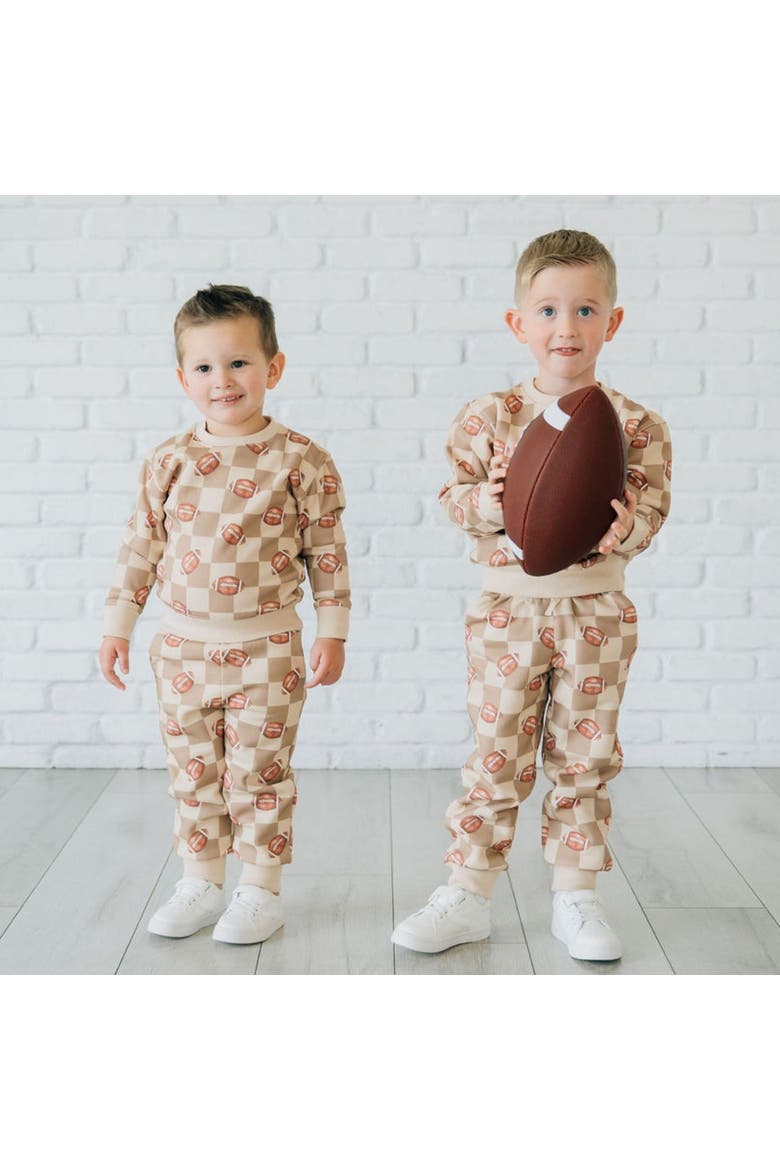 Football Checkered Sweatshirt, Alternate, color, Beige