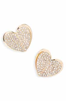 BaubleBar Statement Pavé Crystal Heart Stud Earrings