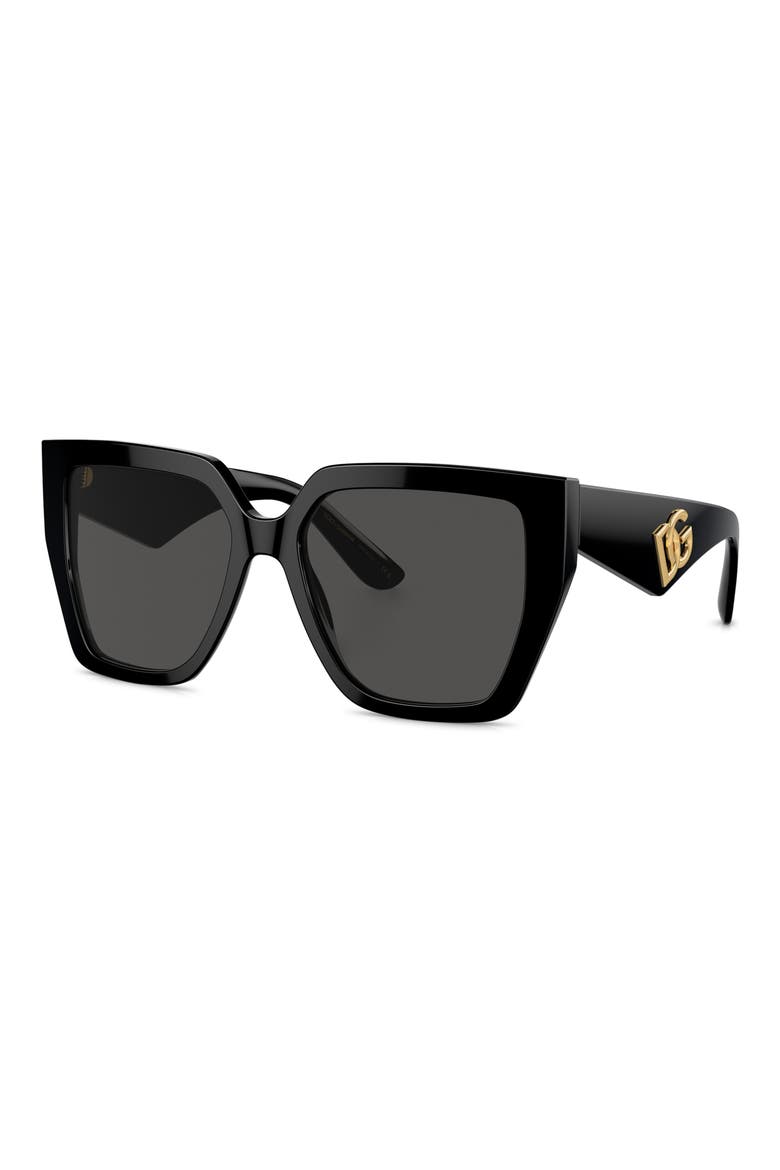 55mm Square Sunglasses, Alternate, color, BLACK
