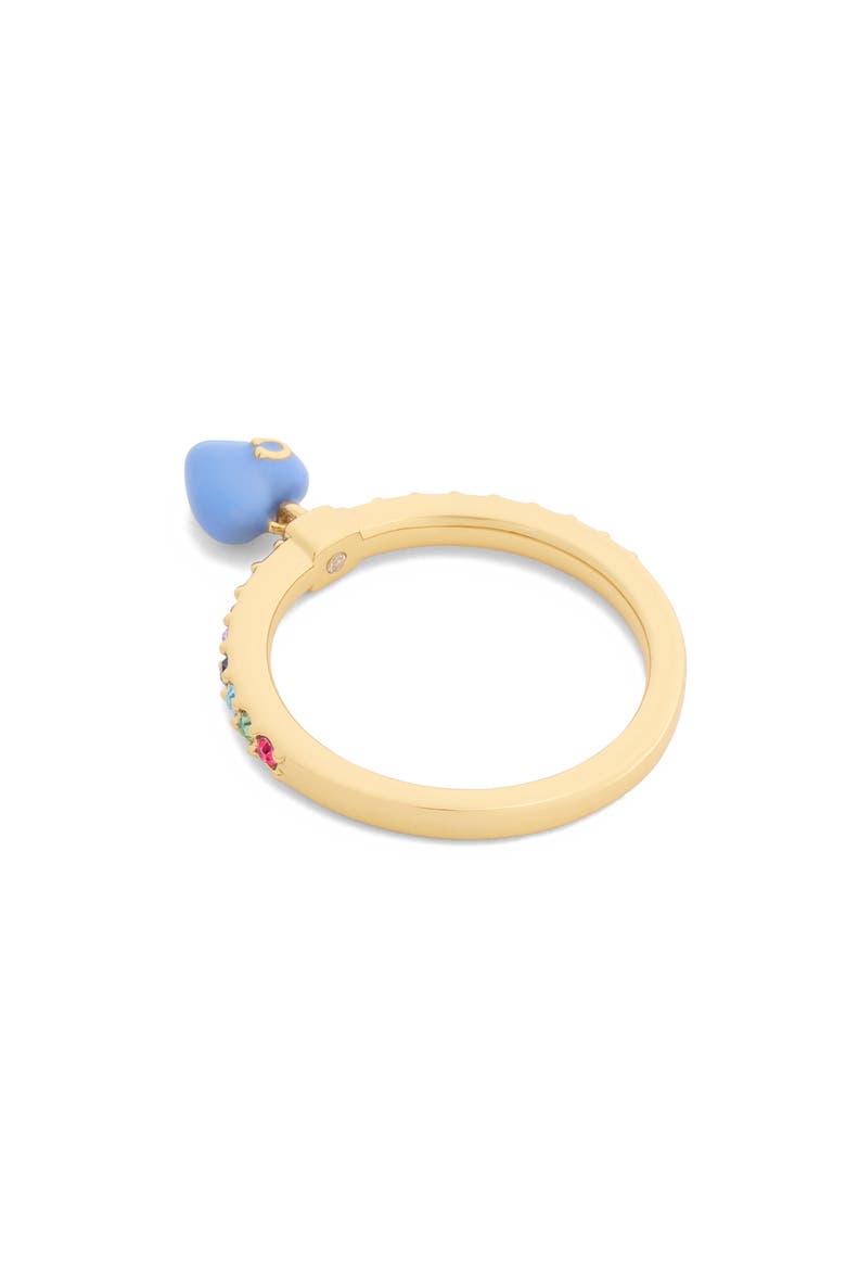 Enamel Heart Charm Pavé Ring, Alternate, color, MULTI/ GOLD