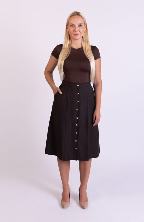 Aam The Label The Wool Midi Skirt In Black