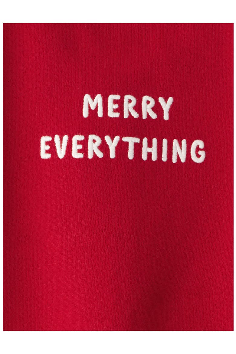 Kids' Merry Everything Embroidered Sweatshirt, Alternate, color, RED MERRY EVERYTHING