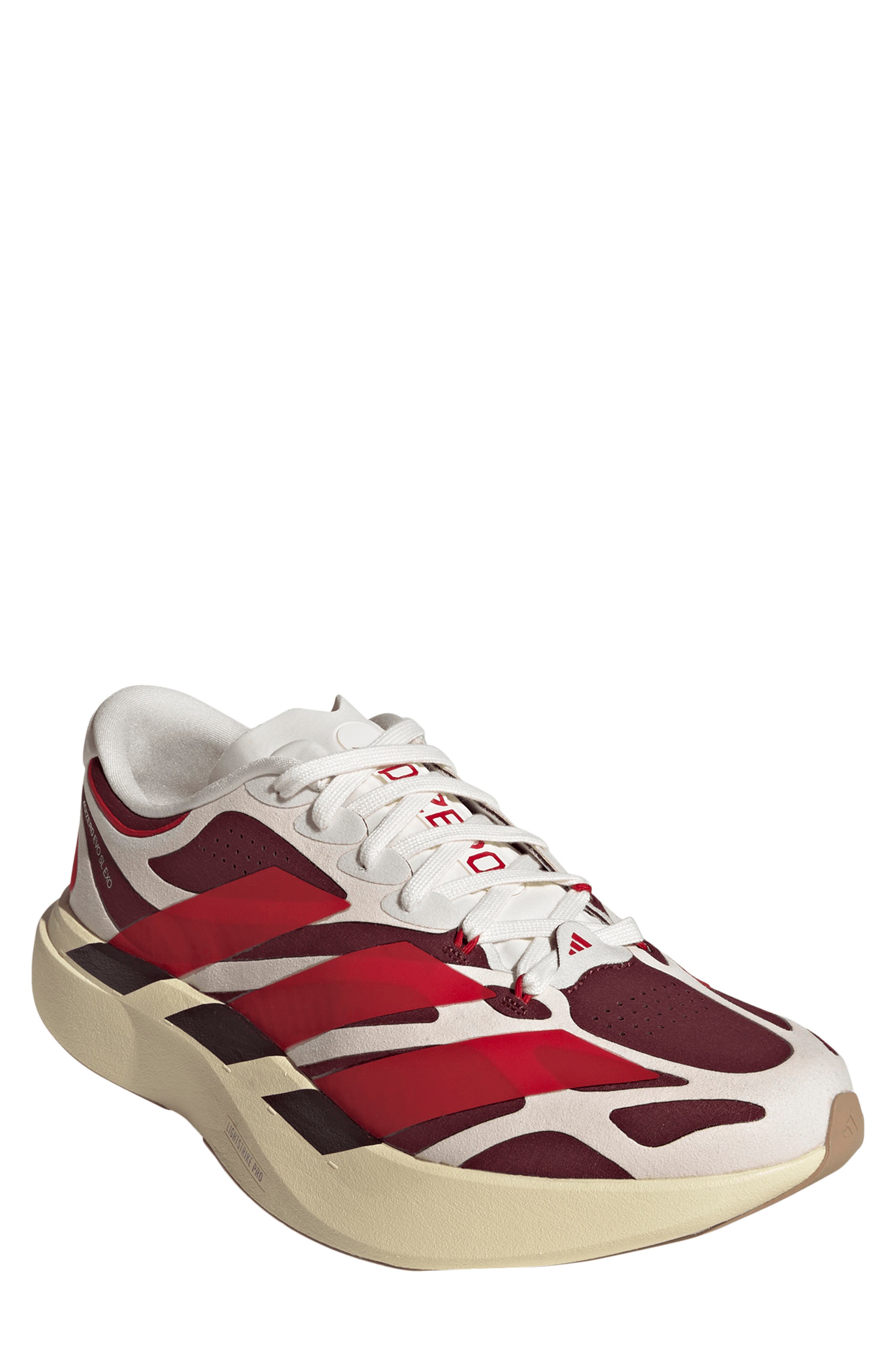 Adizero Evo SL EXO Running Shoe, Main, color, WHITE/ SCARLET/ MAROON