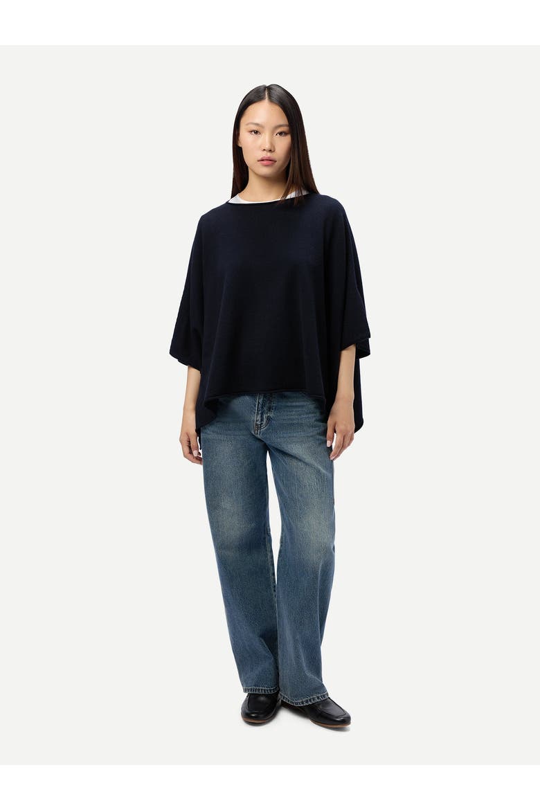 Timeless Boat Neck Cashmere Poncho, Alternate, color, navy blazer