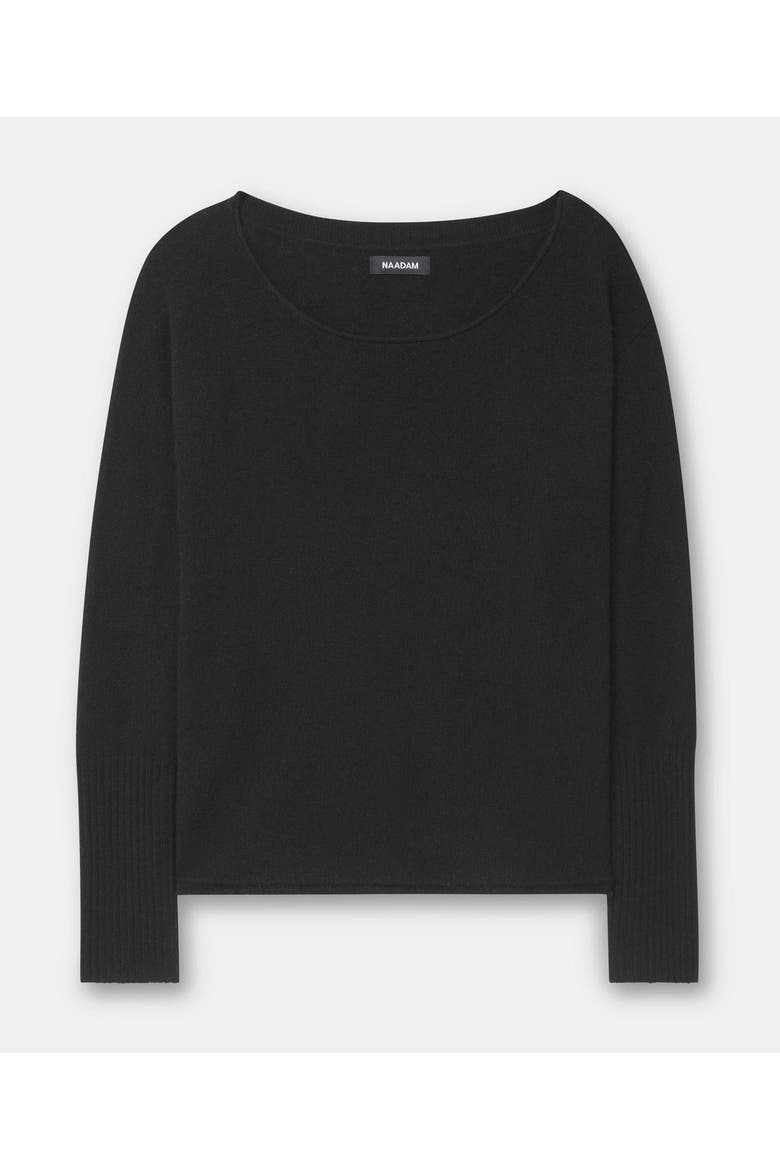 Lightweight Cashmere Boatneck Sweater, Alternate, color, Black