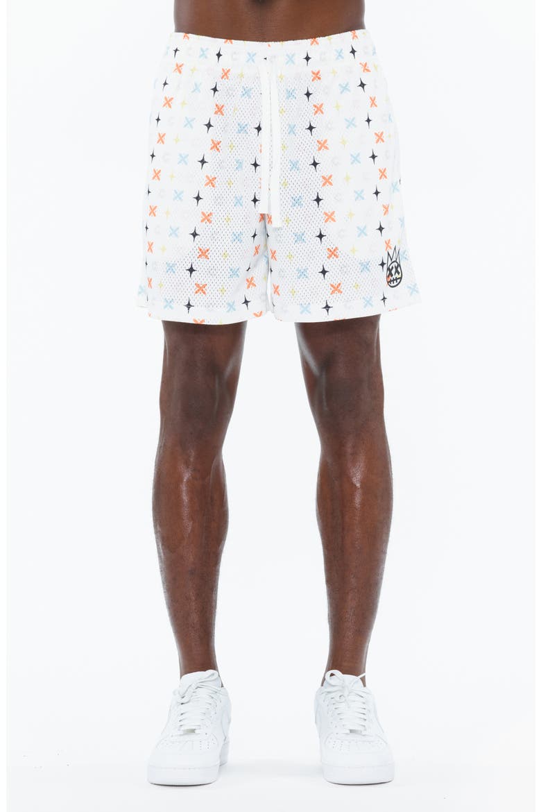 Geo Print Mesh Shorts, Main, color, CULT REPEAT PATT WHI