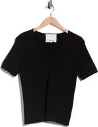 3.1 Phillip Lim Compact Rib Short Sleeve V-Neck Top