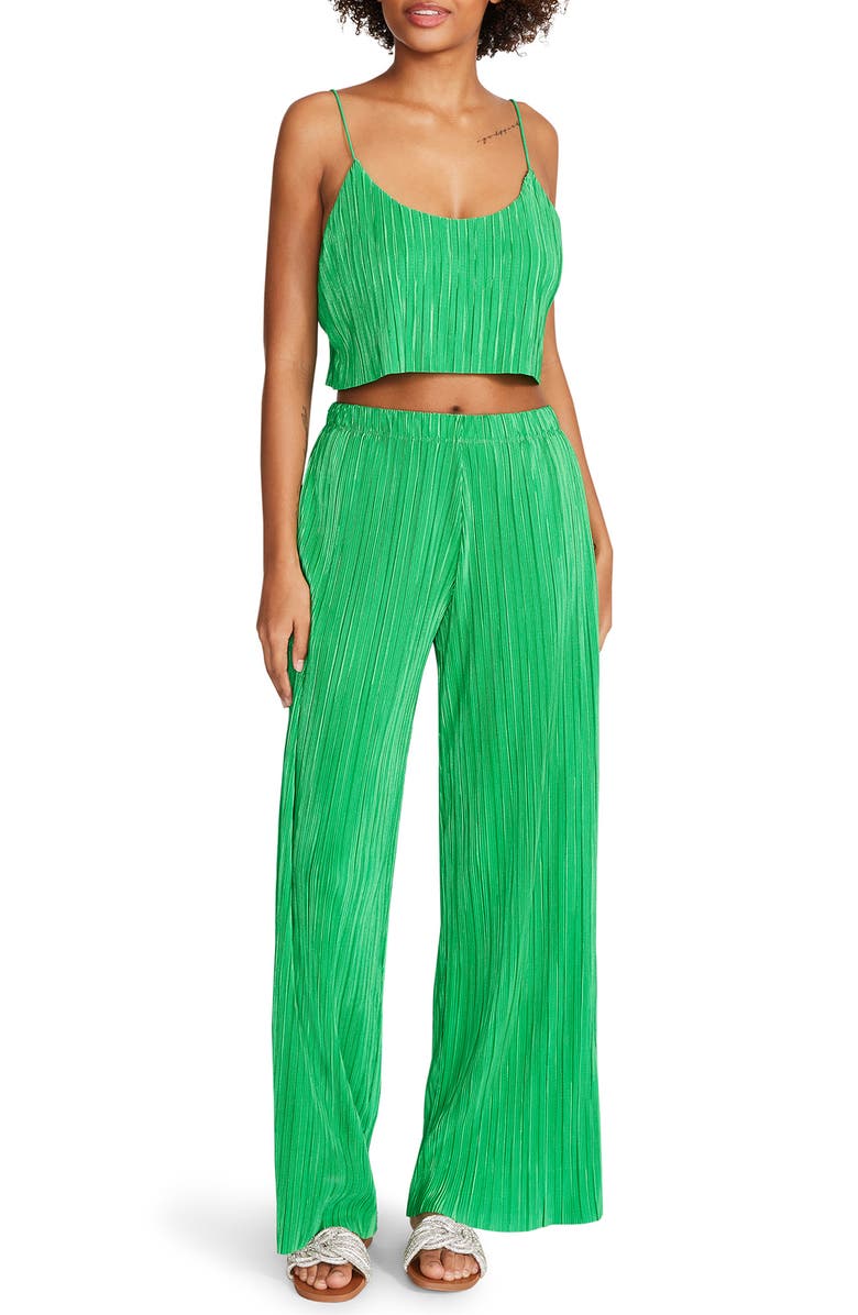 Steve Madden Gianna Plissé Crop Top, Alternate, color, Bright Green