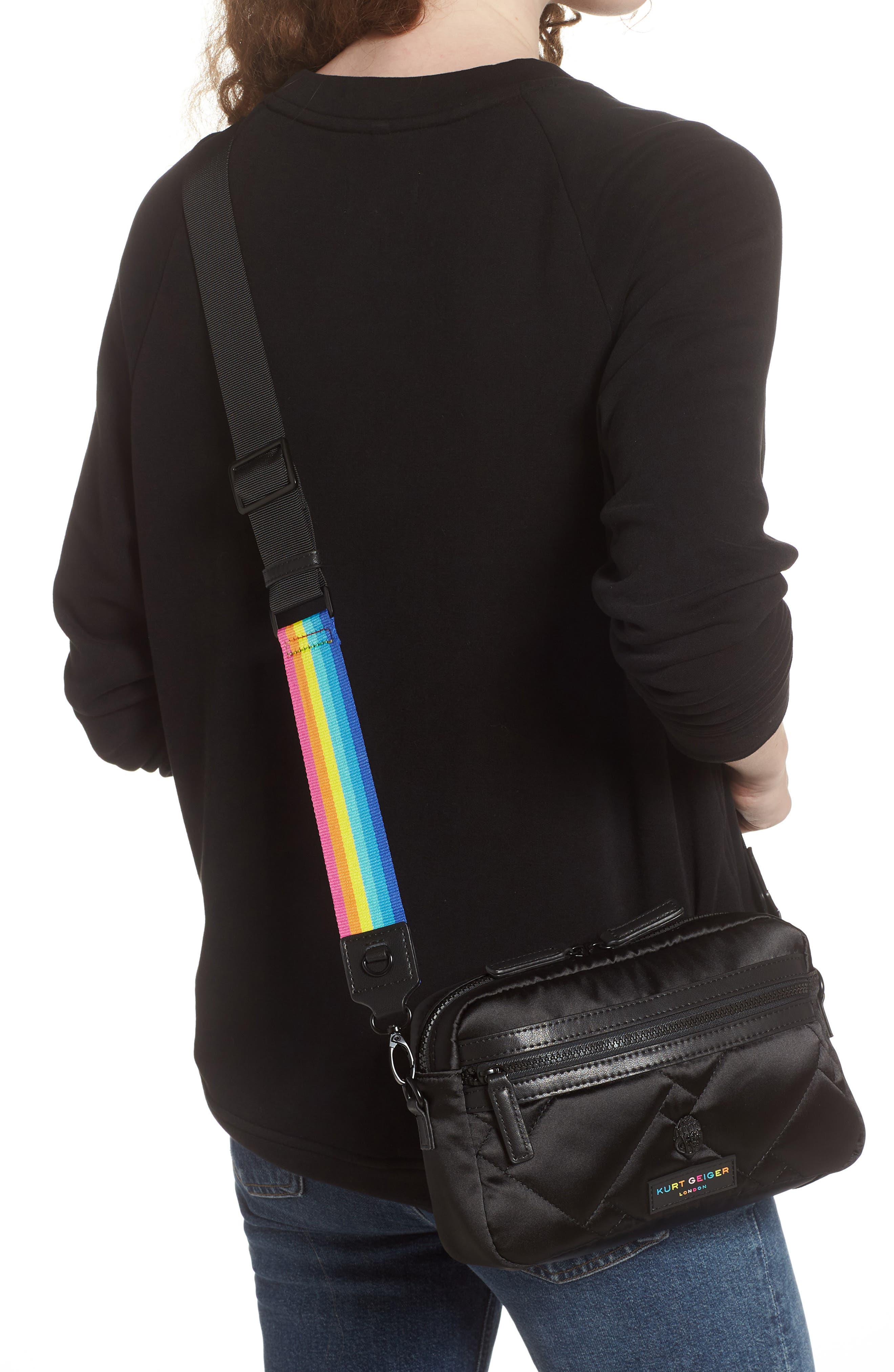 Kurt Geiger London Rainbow Crossbody Bag, Alternate, color, Black