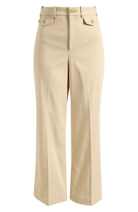 Easy Flare Crop Cotton Blend Pants