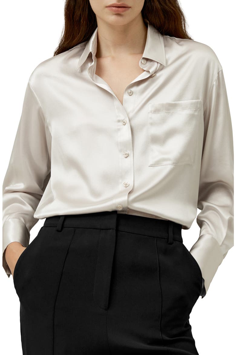 Casual Spread Collar Silk Shirt, Main, color, Moonlight Gray